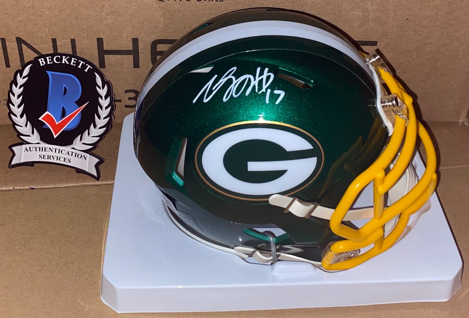 Davante Adams Autographed Signed Green Bay Packers Flash Mini Helmet Beckett 