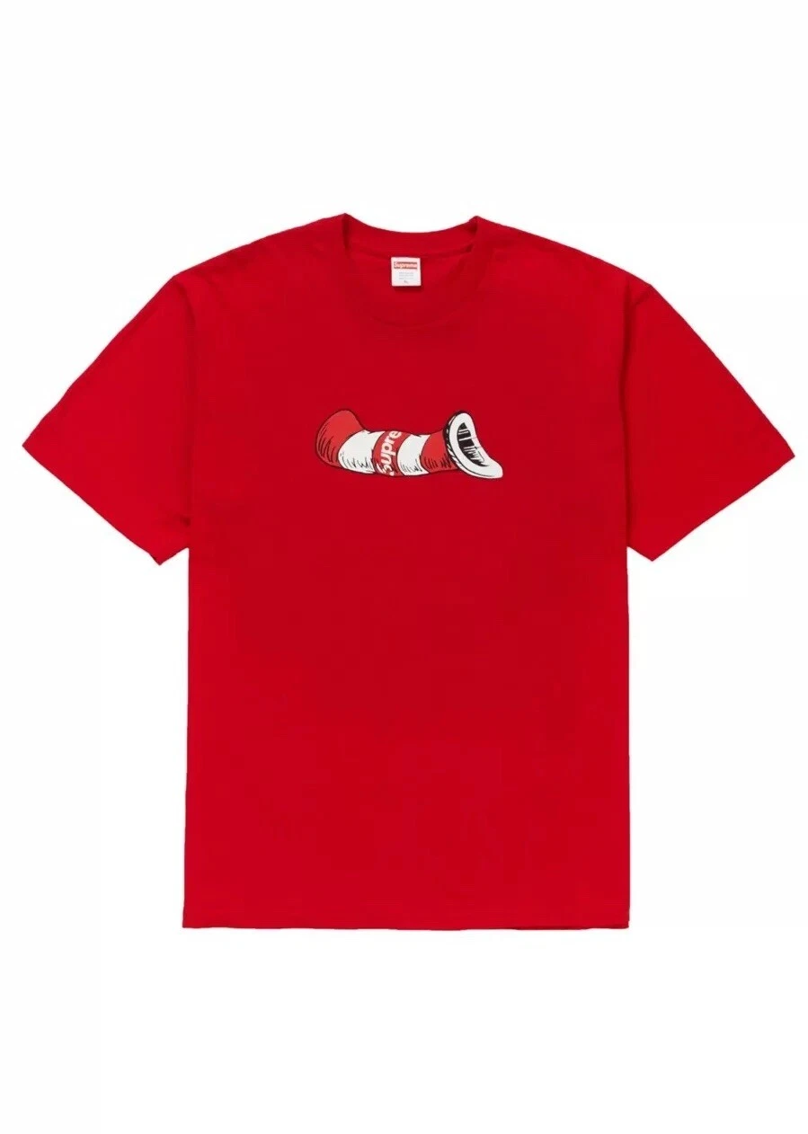 Tee shirt rouge Supreme Cat In The Hat FW18 neuf avec étiquette taille L