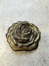 Women s Retro Brass rose belt buckle Marked Von Zipper 3 x2.5