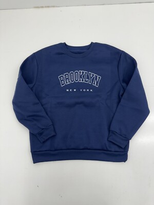 Shein Blue Brooklyn New York Pullover Sweatshirt Mens Size