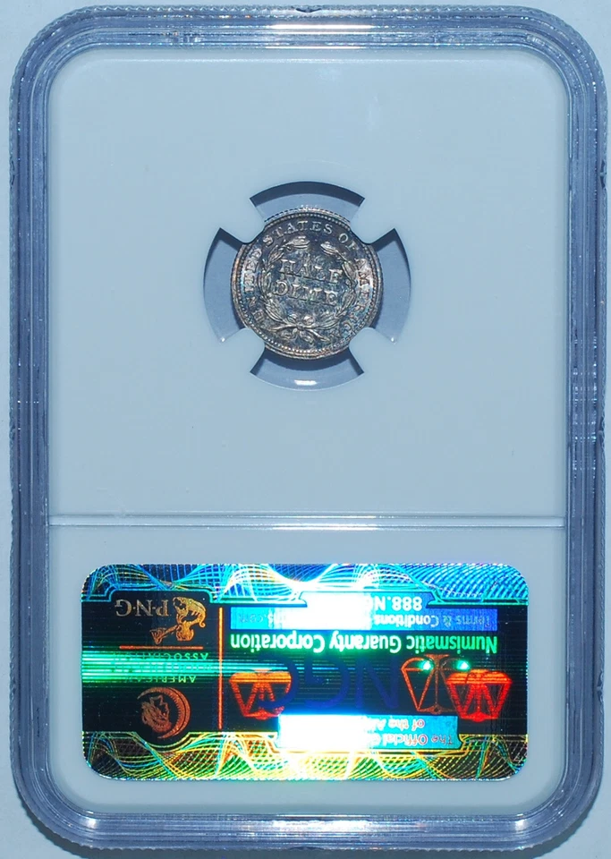 1853 NGC MS65 With Arrows Seated Liberty Half Dime - Image 2 of 2