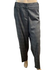 Dressbarn Grey Plaid Vintage Business Straight Leg Trousers Sz 18W 100 Wool NWT