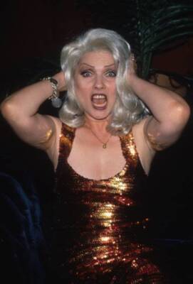 Deborah Harry of Blondie reacts outrageously while at New York Cit - Old Photo