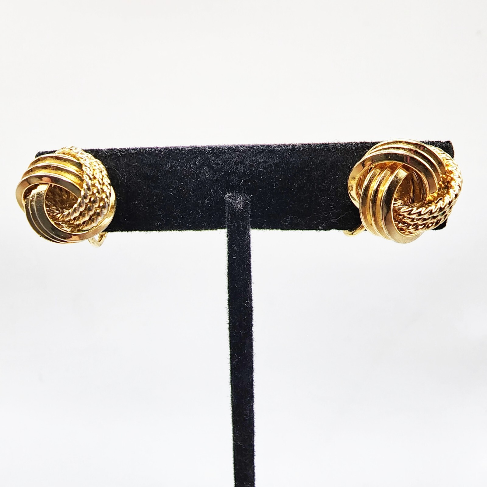 Vintage NAPIER Woven Knotted Gold Tone Textured Screw On Clip On