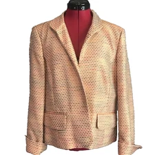 Linda Allard for Ellen Tracy Blazer Women’s Size 14 Peach Open Front Long Sleeve