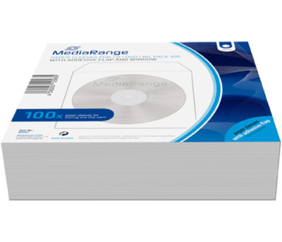 500 MediaRange Papiertaschen 1 Disk mit klebender Lasche Sichtfenster weiß Hülle