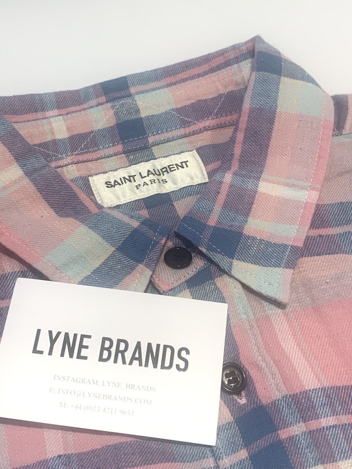 Saint Laurent Pastel Pink Check Oversized Western Shirt Size Medium RRP £420