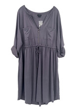 TORRID Women's Sz 2 Dark Gray Cupro Zip Front Shirtdress Cinch Waist Stretch NWT