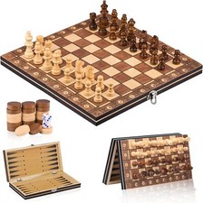 Schachspiel aus Holz, 3-in-1 Schach Magnetisc...