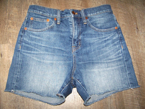 Madewell, Madewell High Rise Denim Jean Shorts Women Size 26 Frayed Hem Stretch