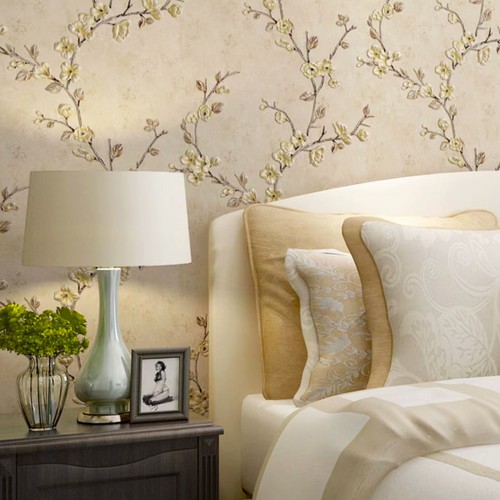 3D Embossed Non-Woven Wallpaper Bedroom Living Room Flower Decor Wall Paper - Picture 9 of 12
