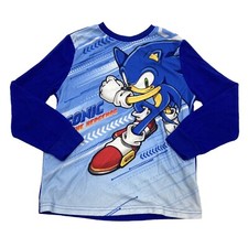 Sonic The Hedgehog Boys Size 8 Long Sleeve Graphic Pajama Top Blue