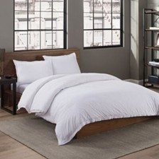 Garment Washed Printed 2-Piece Twin/TwinXL Duvet Cover Set in White