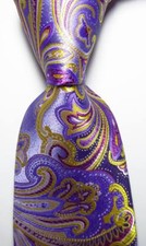 New Classic Paisley Purple Gold Red JACQUARD WOVEN 100 Silk Men's Tie Necktie