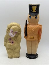 Vintage Lot of Two Unmarked Squeaky Toys rubber Monkey w/Flowers and Toy Soldier