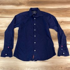 Scotch  Soda Mens My Favourite Shirt Slim Fit Navy Blue Pique Stretch Medium
