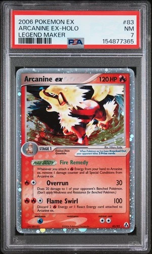 2006 POKEMON EX LEGEND MAKER #83 ARCANINE EX-HOLO PSA 7