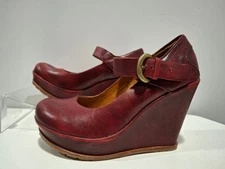 Kork-Ease Women's Red Size 7  Leather Yuli Mary Jane Wedge