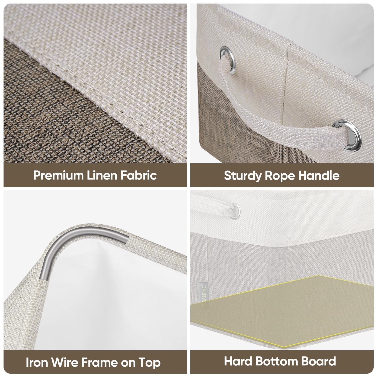 4 Pack Fabric Storage Bins for Shelves, Linen Storage Baskets for Organizing,...