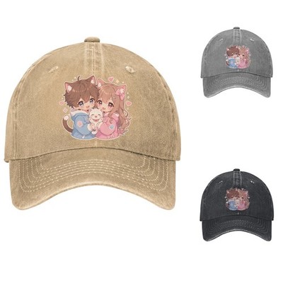 Chibi Cat Ears Baseball Cap Cute Anime Style Dad Hat