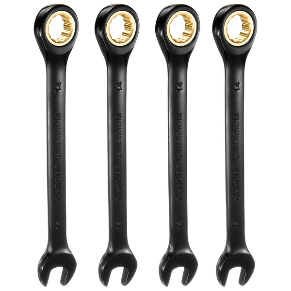 4Stk RatschenschlüSsel 14Mm Metrischer Offener EndschlüSsel 72-ZäHne CR-V Stahl-image