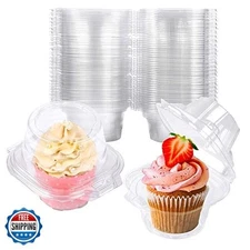 NPLUX 50 Pack Individual Cupcake Containers Plastic Cupcake Boxes Cupcake Hol