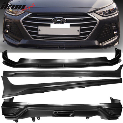 Fits 17-18 Hyundai Elantra SPW Style Front Bumper Lip Rear Diffuser Side Skirts