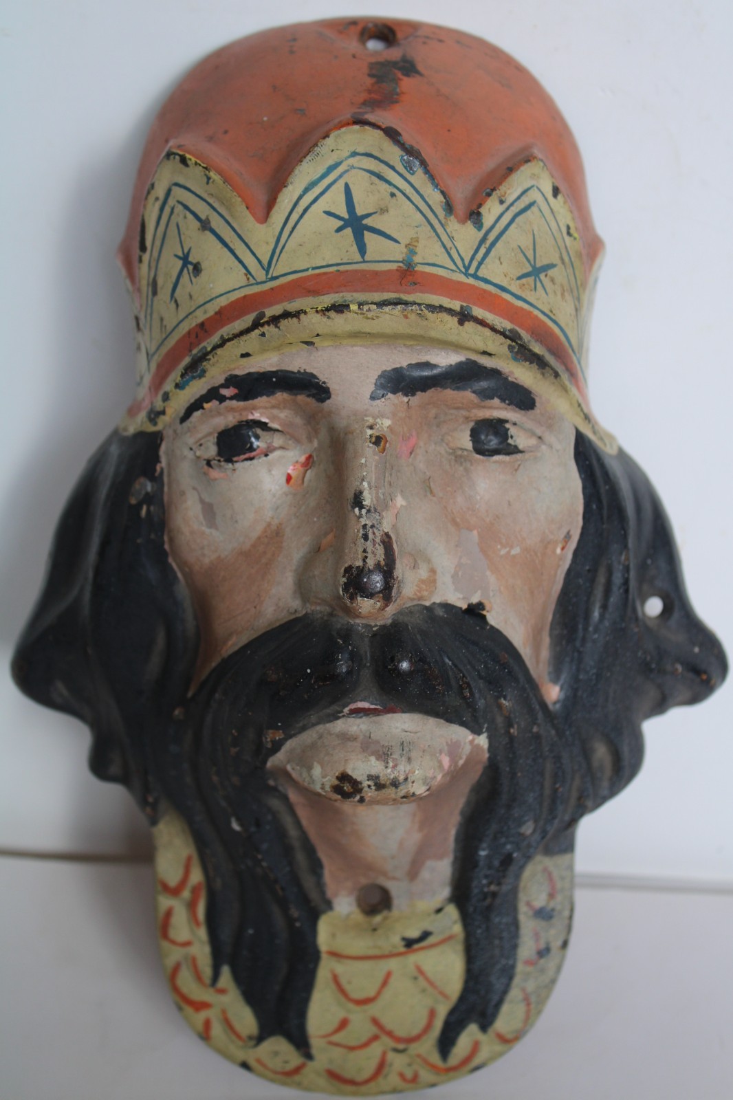 RARE 1919 Herschell Spillman Indian Pirate Painted Carnival Cast Iron Mask