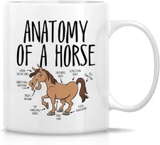 Funny Horse Lover Mug - Anatomy of a Horse Mug - 11 Oz Ceramic Coffee or Tea Cup