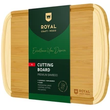 ROYAL CRAFT WOOD Bamboo Cutting Boards for Kitchen, Wood Chopping Boards with...