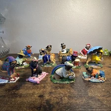 Danbury Mint Pug dogs CALENDAR Figurines COMPLETE Set 12 Months