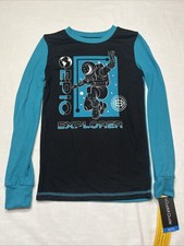 Cuddl Duds Boys Longsleeve Pajama Shirt Epic Explorer Black/Blue Size 10 Rd Desc