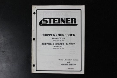 STEINER CS312 CS313 Chipper Shredder Manual Owner Operator Parts List