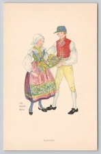 Aina Stenberg Masolle Blekinge Children Boy Gove Flowers Sweden Postcard