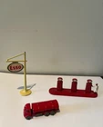 Midcentury VNTG Lesney Matchbox Petrol Tanker (ESSO), Pump, and Sign