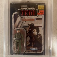 Rebel Commando 1983 AFA 75 Kenner Star Wars ROTJ 65 Back Clear Bubble MOC