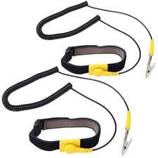 Anti Static Wrist Strap 2 Pack - Grounding Bracelet with Alligator Clip, 6"-8.5"