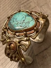 Old pawn artisan HUGE RARE turquoise s7.75" cuff bracelet 070725gD@ZE