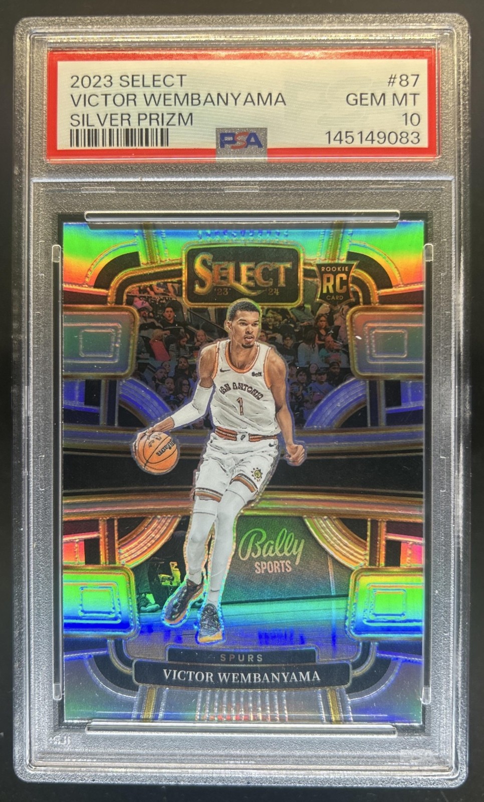 2023-24 Panini Select Victor Wembanyama RC Silver Prizm Concourse #87 PSA 10 view 1