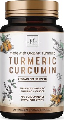 Hello Lovely! Organic Turmeric Curcumin Supplement w/ Ginger, 240 Capsules