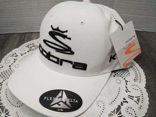 Cobra Golf TOUR DELTA White Fitted L/XL Embroidered Flexfit Baseball Cap Hat