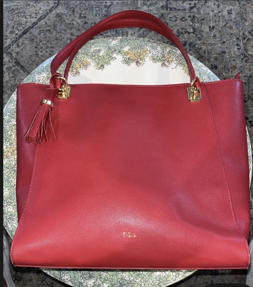 Ralph Lauren Leather Tote Bag, Red