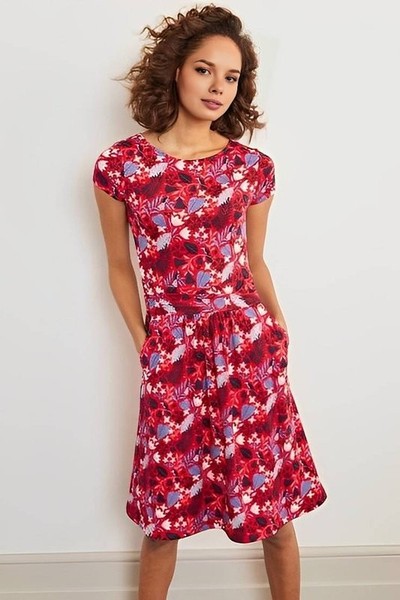 Women Boden Dress Red Viscose 36 / S / 44 #8DDI
