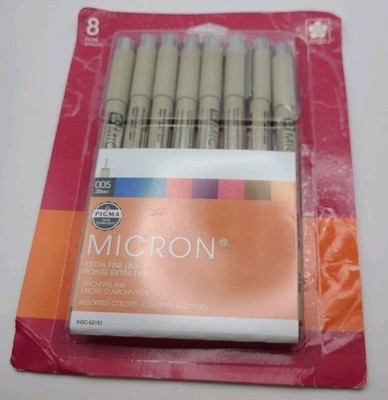 Sakura Pigma Micron 005 Assorted Colors Set of 8 Fineliner Pens Brand New