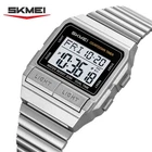 SKMEI Men Rectangle Watch Digital Steel Wristwatch LED Alarm Boys Sport Watches