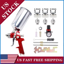 HVLP Paint Gun Set1.4/1.7/2.5mm Nozzles Gravity Feed For Home Car Steel Surfaces