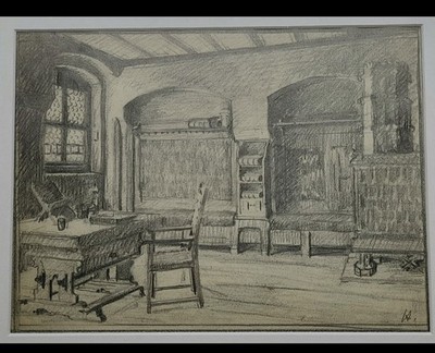 Else Hertzer Bleistiftzeichnung Melanchthonstube Wittenberg Schlosskirche 1913