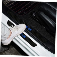 4pcs/Set Car Door Sill Plate Protectors - Black Soft Rubber Front/Rear blue