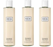 3 x 250ml KEIA 95% Naturally Derived  VEGAN Energising Ginger Extract Body Wash