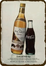 1982 BACARDI Rum & Coke Coca-Cola Vintage-Look **DECORATIVE REPLICA METAL SIGN**